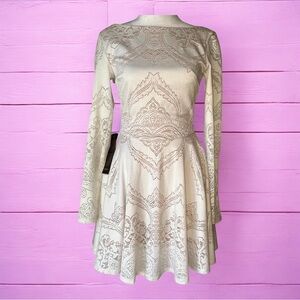NWT Bebe Nashville Bachelorette Wedding Lace Long Sleeve Fall Dress